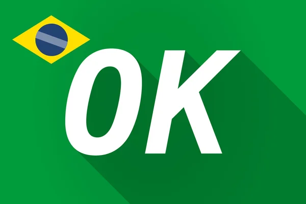 Långa skugga Brasilien flagga med texten Ok — Stock vektor