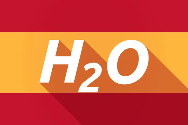 Bayangan panjang bendera Spanyol dengan teks H2O - Stok Vektor