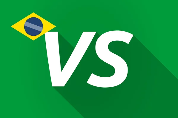 Langer Schatten brasilianische Flagge mit dem Text vs — Stockvektor