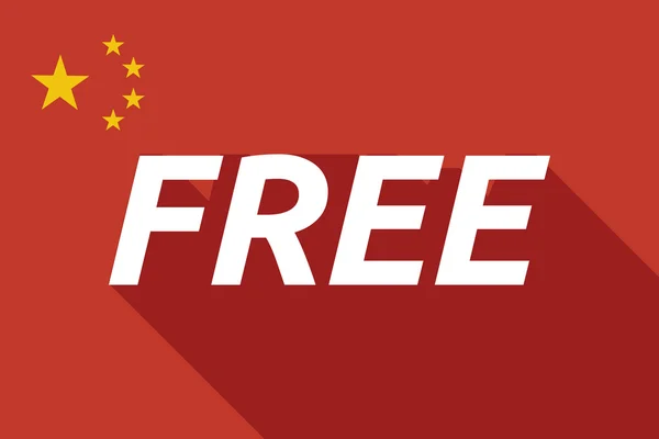 Ombre longue Chine drapeau avec le texte GRATUIT — Image vectorielle