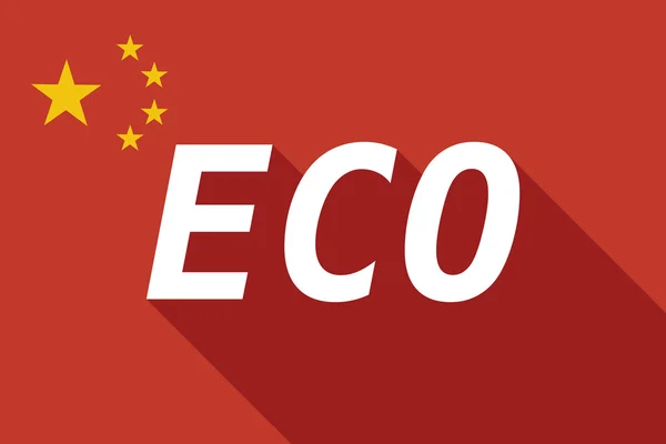 Długi cień Chiny flaga z tekstem Eco — Wektor stockowy