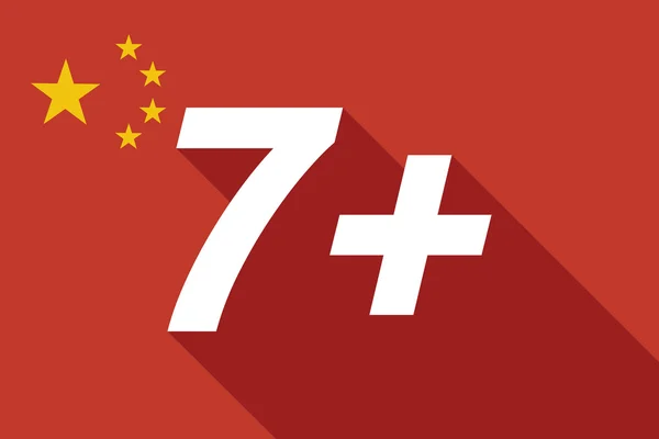 Uzun gölge Çin bayrağı 7 metinle+ — Stok Vektör