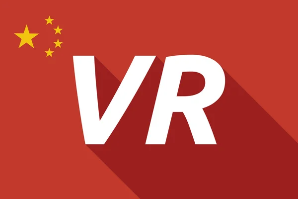 Bandeira de sombra longa da China com o acrônimo de realidade virtual VR — Vetor de Stock
