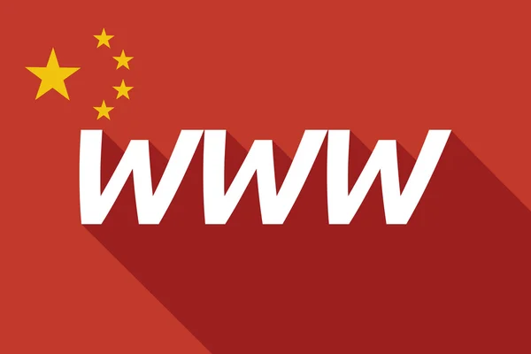 Длинный теневой флаг Китая с текстом WWW — стоковый вектор