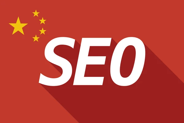 Bandera larga sombra China con el texto SEO — Vector de stock