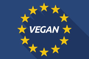Uzun gölge Avrupa Birliği bayrağı Vegan metinle