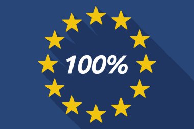 Long shadow European Union flag with    the text 100%