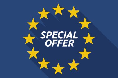 Özel Fırsat metin uzun gölge Avrupa Birliği bayrağı