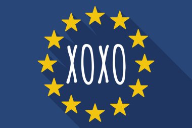 Uzun gölge Avrupa Birliği bayrağı Xoxo metinle