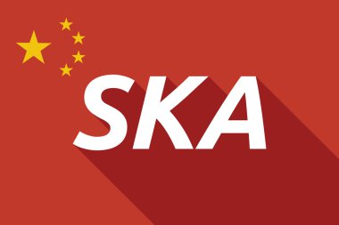 Uzun gölge Çin bayrağı Ska metinle