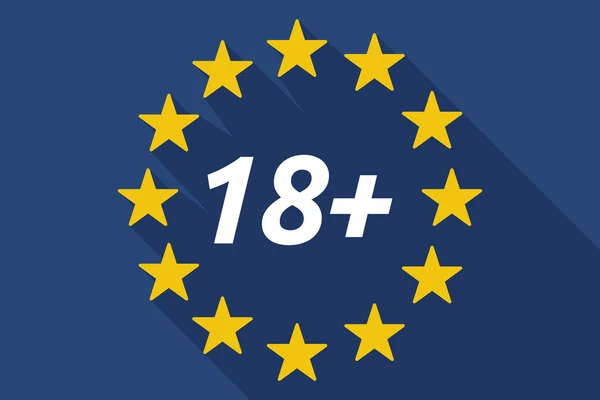 Bandeira longa da União Europeia com o texto 18 + — Vetor de Stock