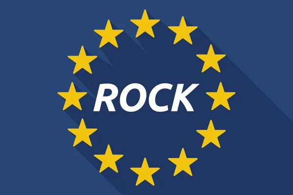 Ombre longue drapeau de l'Union européenne avec le texte ROCK — Image vectorielle