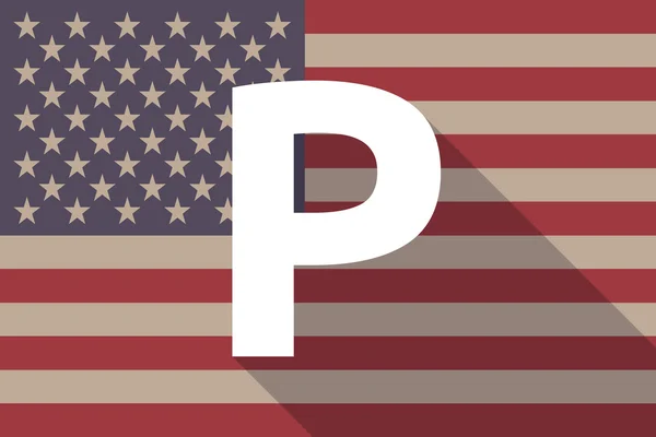 Long shadow USA flag with    the letter P — Stock Vector