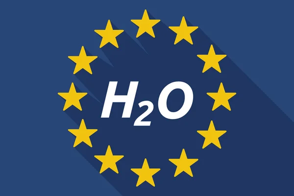 Long shadow European Union flag with    the text H2O — Stock Vector