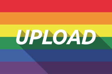 Vektör uzun gölge metin Upload ile Gay Pride bayrak