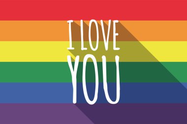 Vektör uzun gölge Gay Pride bayrak ile metin ı Love You