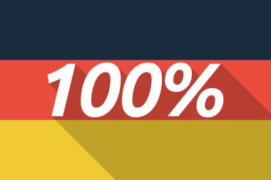 Vector long shadow Germany flag with    the text 100%