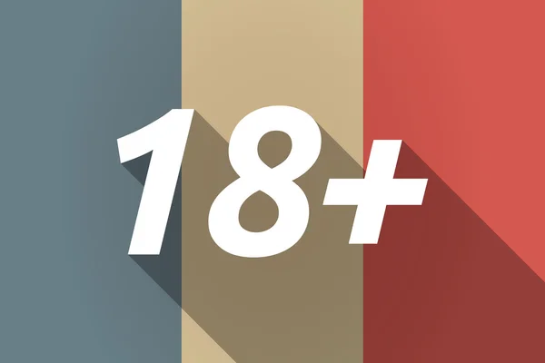 Vetor longa sombra bandeira da França com o texto 18 + — Vetor de Stock