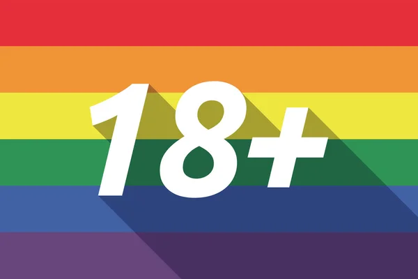 Vector larga sombra Gay Pride bandera con el texto 18 + — Archivo Imágenes Vectoriales