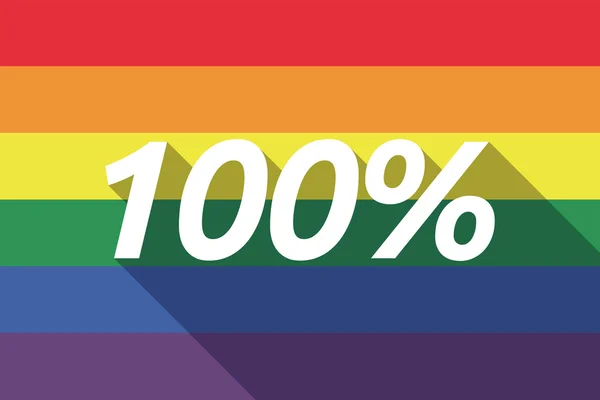 Vector long shadow Gay Pride flag with    the text 100% — Stock vektor