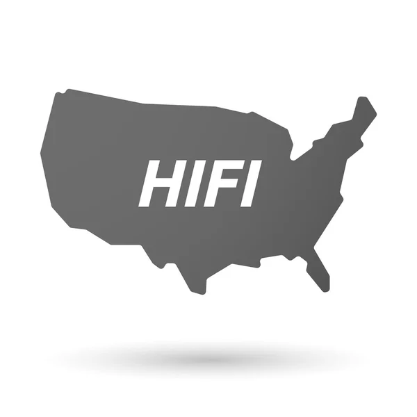 Isolata icona della mappa USA con il testo HIFI — Vettoriale Stock