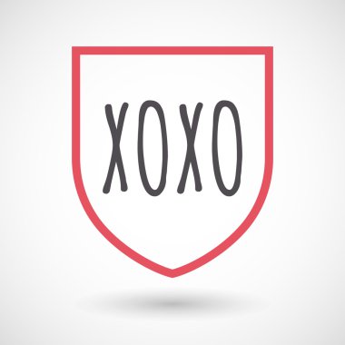 Xoxo metinle izole satırı sanat kalkan simgesi