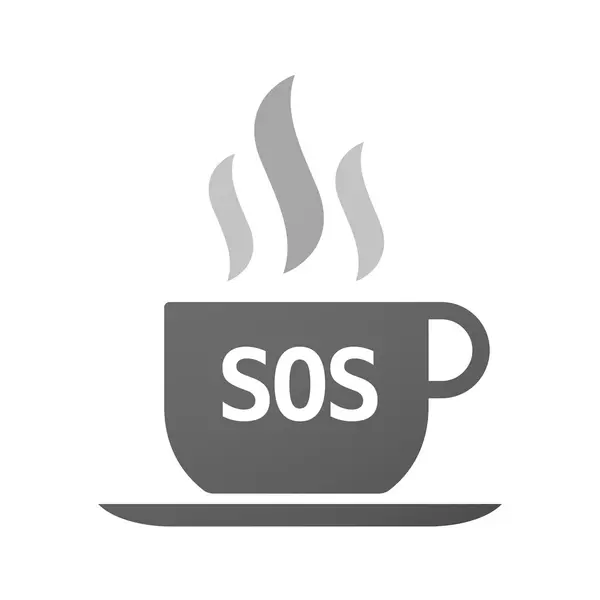 Coffee mug icon with    the text SOS — Stock Vector