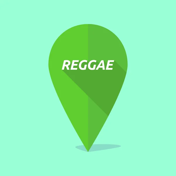 Uzun gölge harita işareti simgesini Reggae metinle — Stok Vektör
