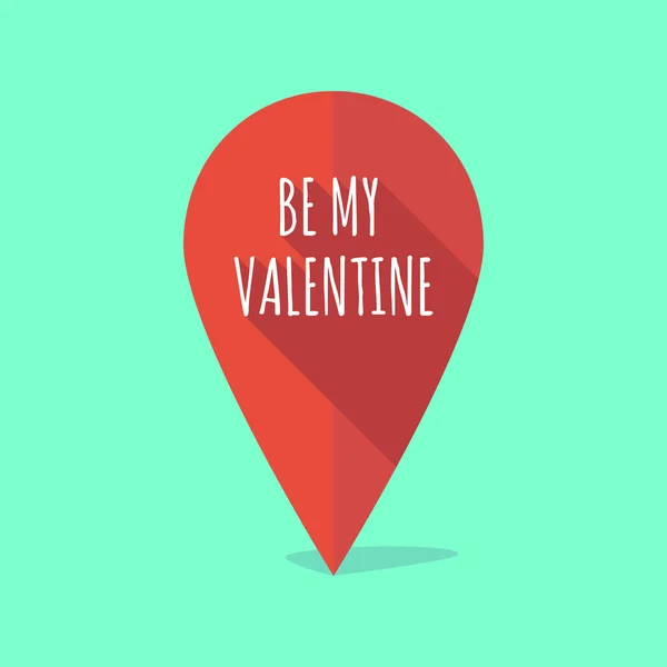 Lange schaduw mark Kaartpictogram met de tekst Be My Valentine — Stockvector