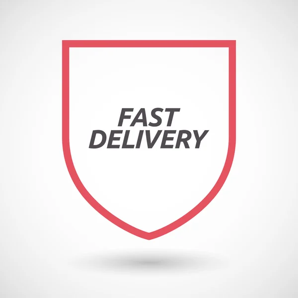 Ikon perisai baris terisolasi dengan teks FAST DELIVERY - Stok Vektor