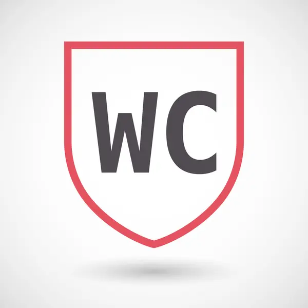 Ícone de escudo de arte de linha isolada com o texto WC — Vetor de Stock