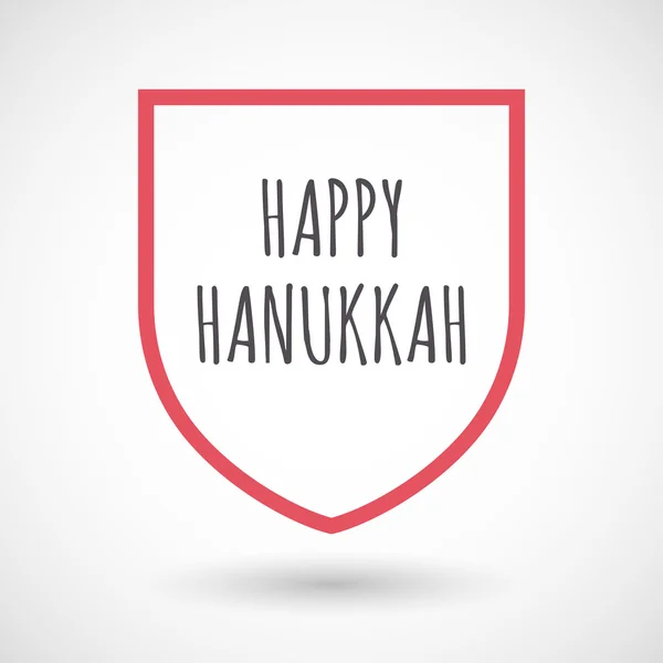 Icono de escudo de arte de línea aislada con el texto HAPPY HANUKKAH — Archivo Imágenes Vectoriales