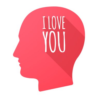 İzole uzun gölge erkek baş metin ile ı Love You