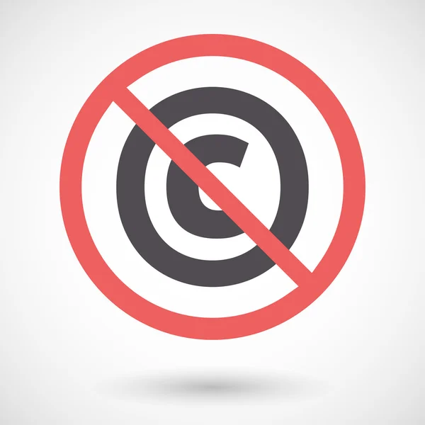 Señal prohibida aislada con el signo de copyright — Vector de stock