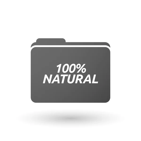 Icono de carpeta aislada con el texto 100% NATURAL — Vector de stock