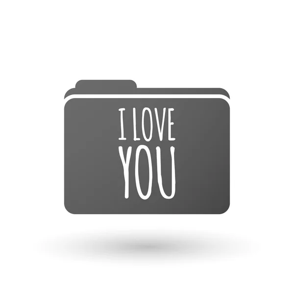 Icône de dossier isolé avec le texte I LOVE YOU — Image vectorielle