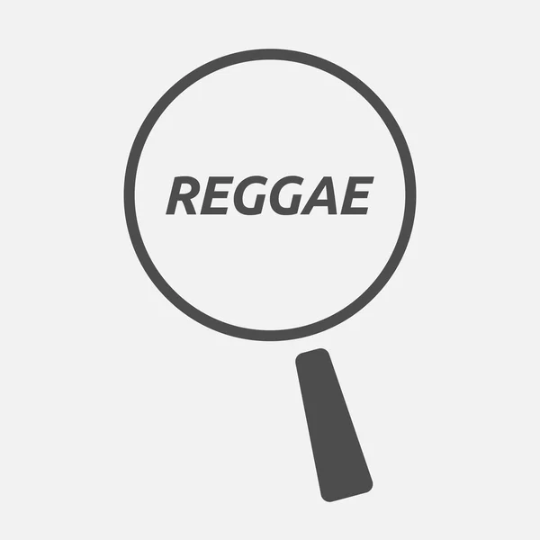 Metin Reggae odaklanarak izole büyüteç simgesini — Stok Vektör