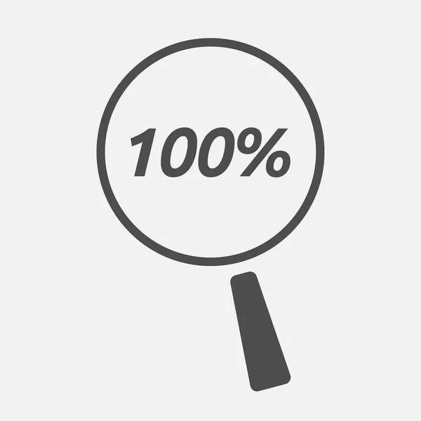 Isolated magnifying glass icon focusing    the text 100% — Stok Vektör