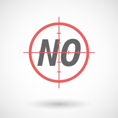 İzole kırmızı crosshair simge metni ile hayır