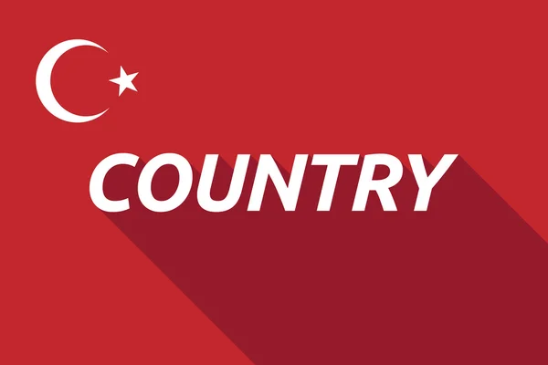 Long shadow Turkey flag with    the text COUNTRY — Stock Vector