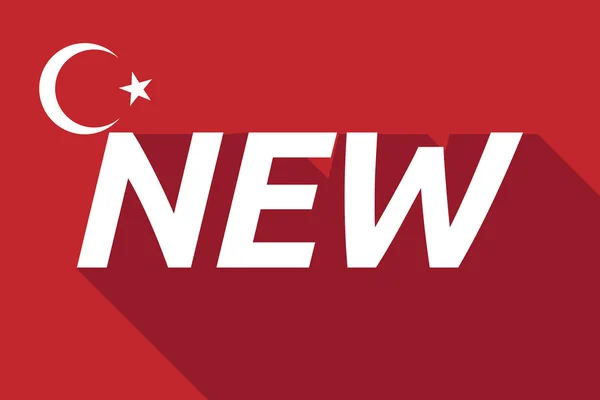 Bandiera lunga ombra Turchia con il testo NUOVO — Vettoriale Stock