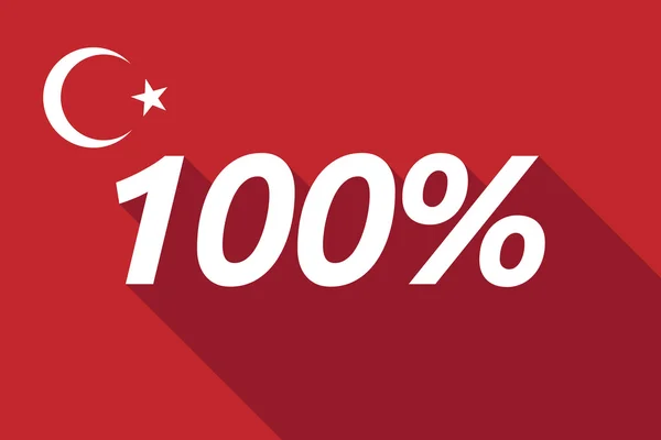 Bandiera lunga ombra Turchia con il testo 100% — Vettoriale Stock