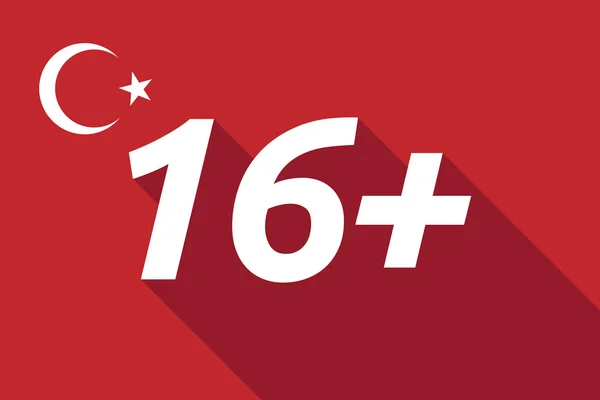 Bandiera lunga ombra Turchia con il testo 16 + — Vettoriale Stock
