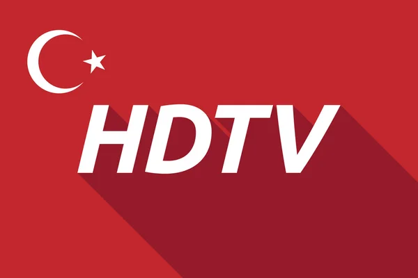 Bandeira longa sombra Turquia com o texto HDTV — Vetor de Stock