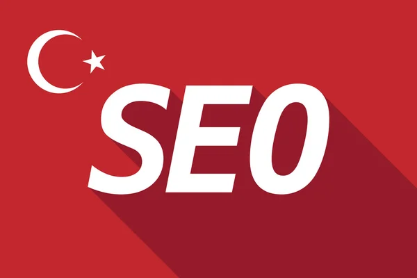 Långa skugga Turkiet flagga med texten Seo — Stock vektor