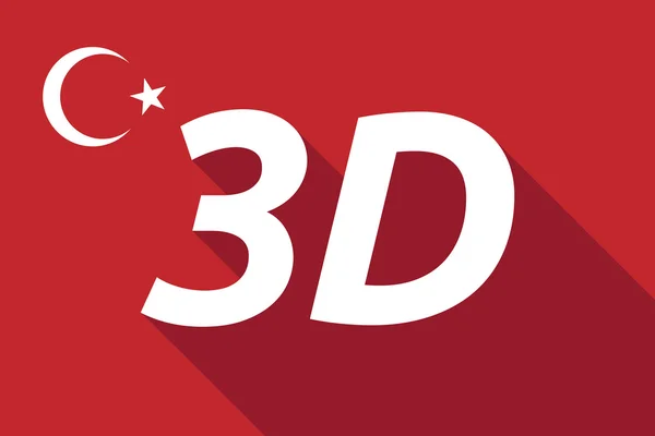 Bayangan panjang Bendera Turki dengan teks 3D - Stok Vektor