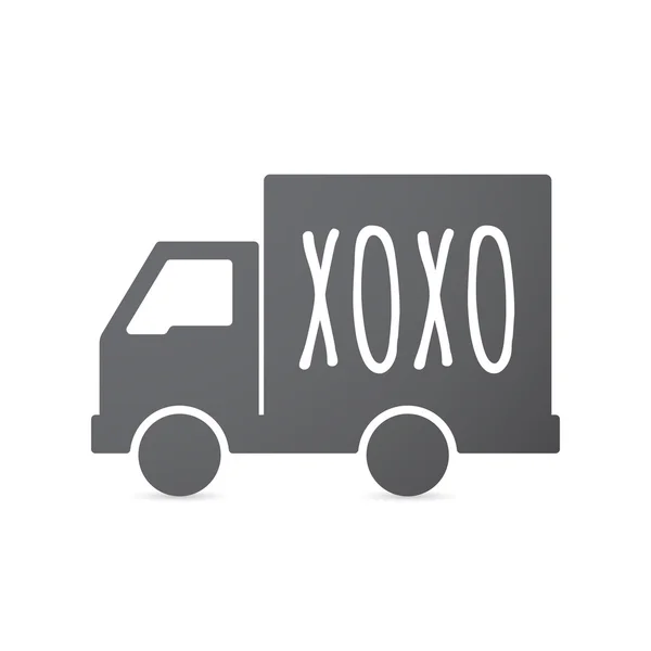 Icône de camion isolé avec le texte XOXO — Image vectorielle