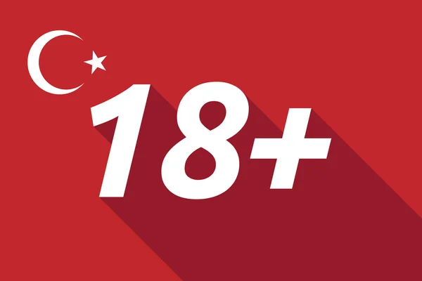 Bayangan panjang Bendera Turki dengan teks 18 + - Stok Vektor