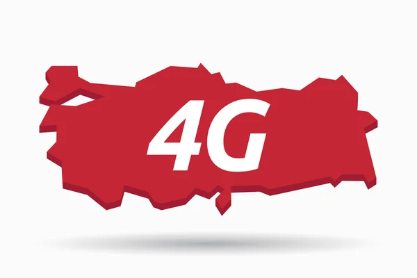 Mapa isolado da Turquia com o texto 4G — Vetor de Stock