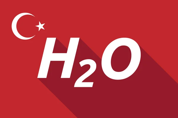 Bayangan panjang bendera Turki dengan teks H2O - Stok Vektor